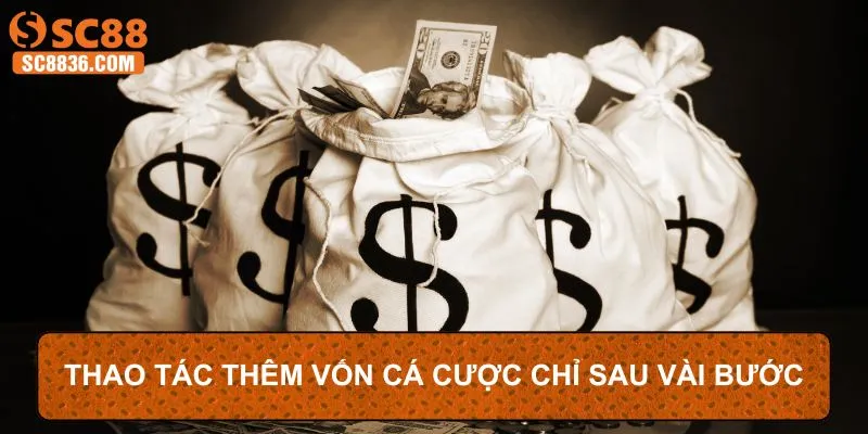 Thao tác thêm vốn cá cược chỉ sau vài bước